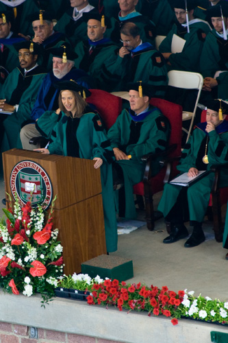 Wendy Kopp delivers the 2009 commencement address. (Lily Schorr | Student Life )