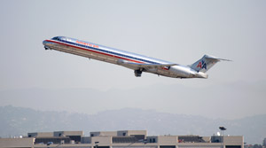 An American Airlines McDonnell Douglas (Boeing) MD-80 departs Los Angeles International Airport. American Airlines, currently the number one airline in St. Louis by number of destinations served, is slashing numerous flights to and from its St. Louis hub in November. (Matt Mitgang | Student Life)