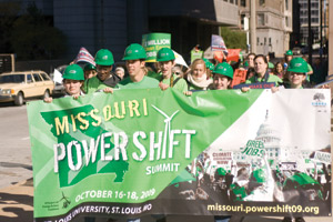 Members of Green Action at Wash. U. were among those Missouri students who pushed Sen. Claire McCaskill, D-Mo., over the weekend to support a clean energy bill being debated by the Senate. (Cedric Huchuan Xia | Student Life)