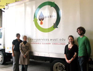 Kelley Green Biofuel, founded by Wash. U. alum Kristopher Kelley, has partnered with Bon Appétit to convert waste oil into biodiesel fuel for campus vehicles. (Courtesy of Bon Appétit Management Company)