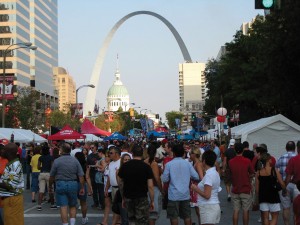 Participants enjoy the Taste of St. Louis in 2007. This year’s Taste, beginning at 4 p.m. Friday, will span six city blocks and feature everything from food to entertainment.
