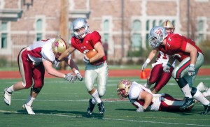  Oberlin defender on a screen en route to a 40-yard touchdown in the fourth quarter.