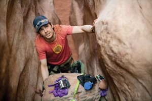 James Franco stars as Aron Ralston, an overconfident hiker caught by a fallen boulder in ‘127 Hours.’
