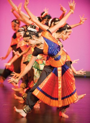 Juniors Shweta Joshi and Sumi Garg lead a line of classical dancers during this year’s Diwali celebration, which was voted the best student-run performance by Student Life readers in 2010.