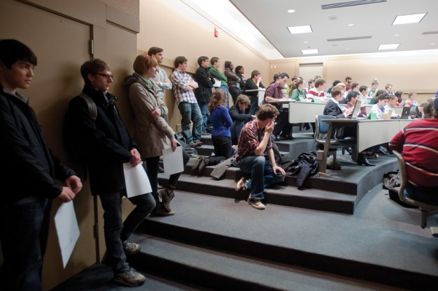 Students pack Wednesday night's Student Union Senate meeting to speak out against Bristol Palin's selection as the keynote speaker for Sexual Responsibility Week. Following student dissent, Palin and SU mutually decided that Palin would not speak on campus.