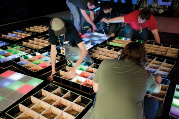 Behind the Vertigo illuminated dance floor