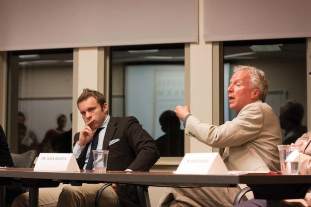 Dr. John Bowen sits on a panel about Islamic law on Thursday evening. The debate was organized by the Muslim Students Association, WU Political Review and Controversy N’ Coffee.
