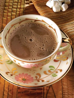 Chocolate soymilk cuts the fat and calories in this cup of hot cocoa.