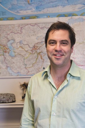 Michael Frachetti, associate professor of anthropology, in his office.