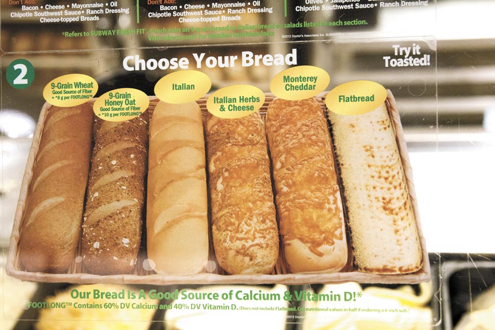 Subway Bread Nutrition Chart