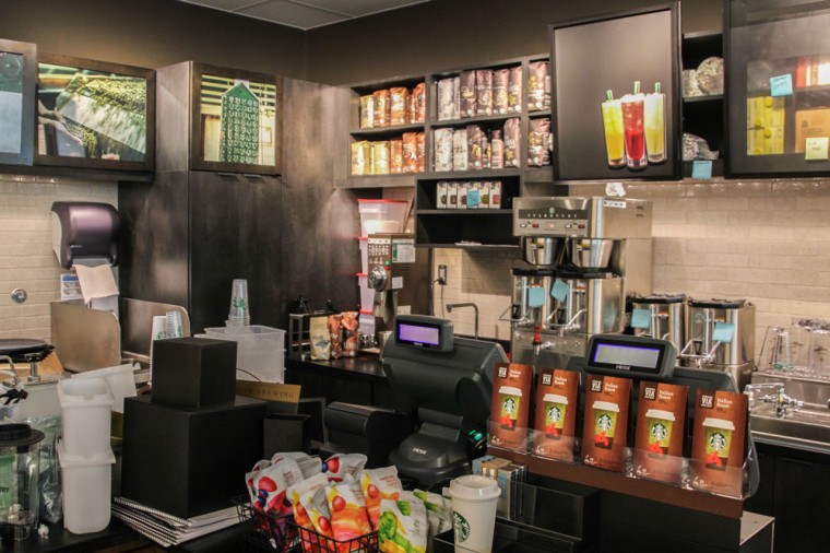 The Starbucks in Bauer Hall is stocked to serve the student body starting on Monday. According to Brian Bannister, associate dean for administration, the store will be a fully licensed location offering the complete range of Starbucks services.