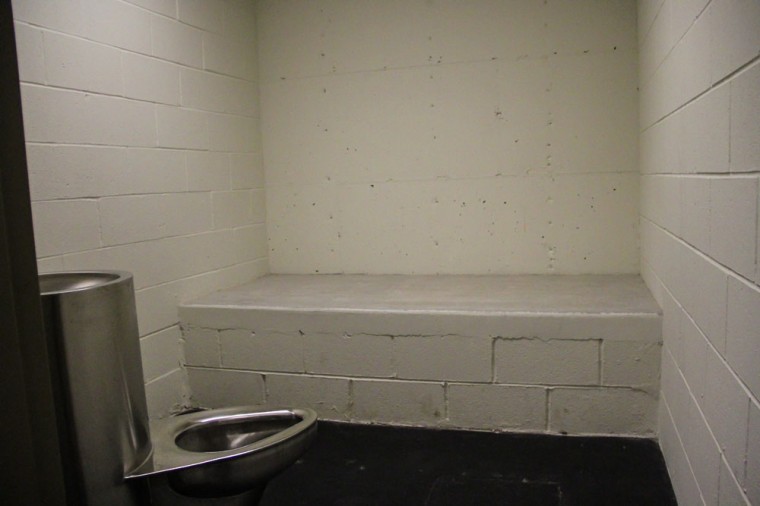 Deep within the WUPD office is a jail cell for holding suspects who may be a danger to the community. While the jail cell has never been used—many suspects are transported to other police departments in St. Louis County—it is ready for use if needed.