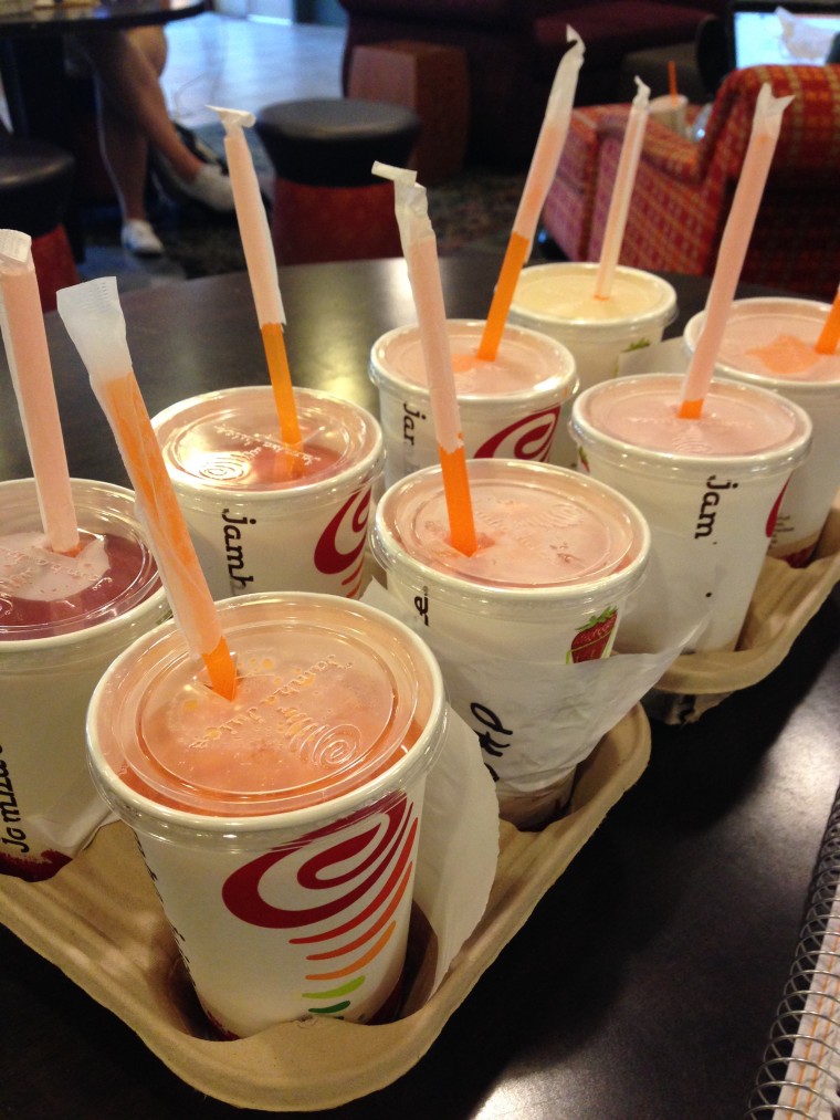 Here are all the smoothie samples. #JuiceCleanse