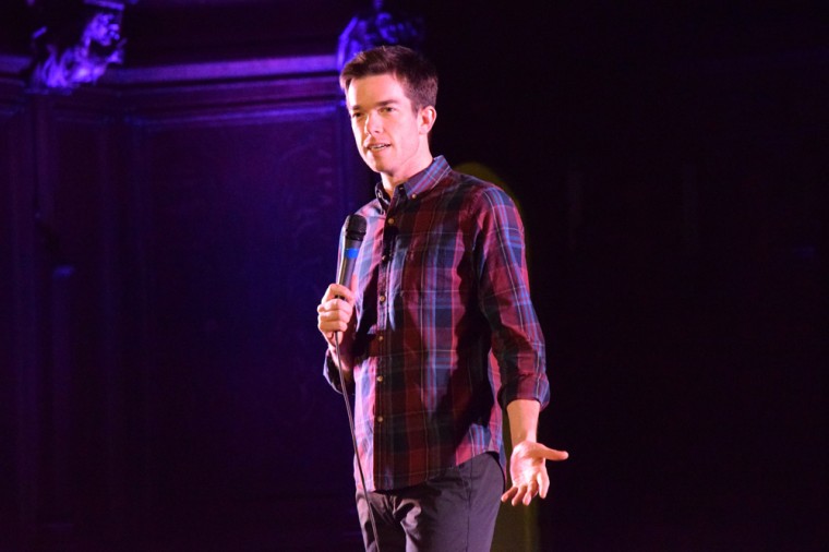 Stand-up comedian John Mulaney performs in front of a packed Graham Chapel on Wednesday night. Mulaney was chosen as Social Programming Board’s Spring Comedy Show artist and discussed Bill Clinton, pets and more in his show.