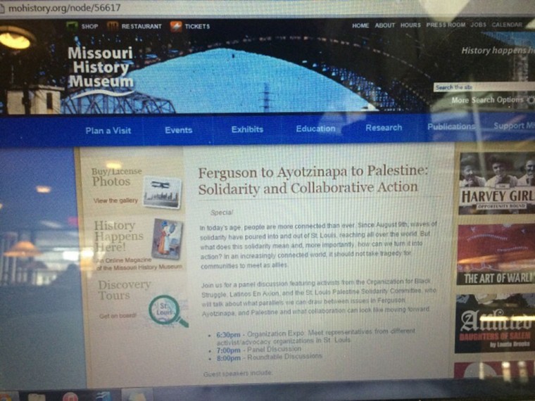 The Missouri History Museum has cancelled a solidarity event claiming that its planned format was changed from the initial pitch. The museum advertised the panel with its full title and information, each including references to Palestine, on its website before the event page was taken down on Wednesday afternoon.