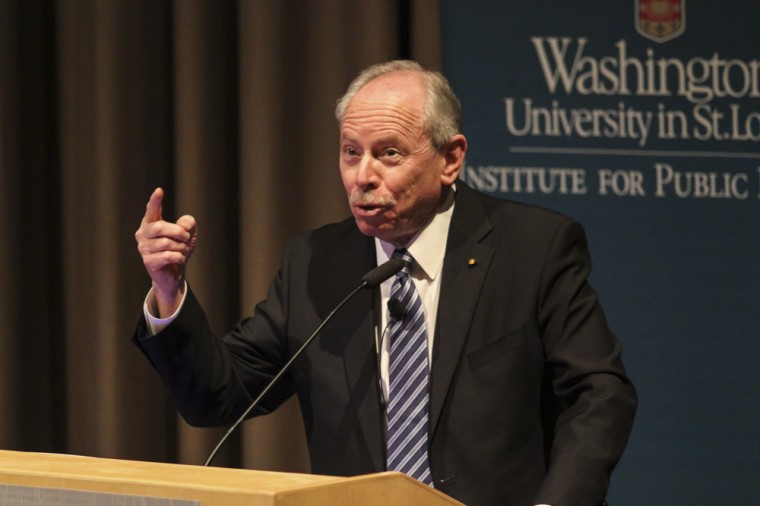 Dr. Alan Leshner, CEO of Emeritus and member of the American Association for the Advancement of Science discusses gun violence at the kickoff event hosted by the Wash. U. Institute for Public Health.