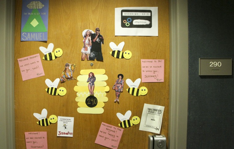 Park 2 RAs Annie Pudvah and Jag Kottapalli used images of Beyonce and Jay-Z to decorate the doors of their residents' rooms.