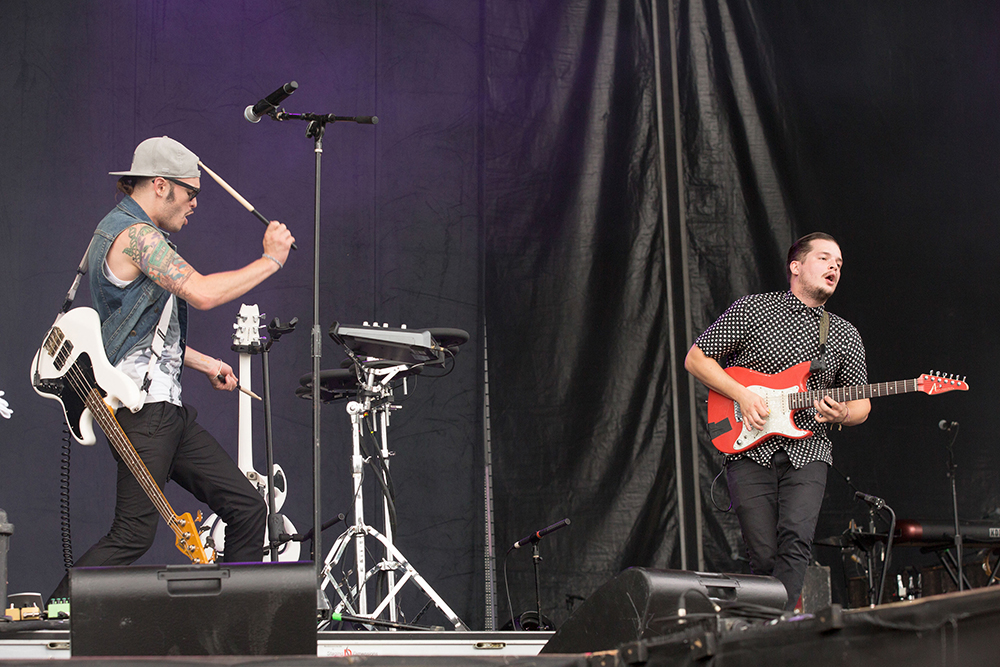 Jordan Kelley, left, and Jason Huber of the band Cherub perform live at Budweiser Made in America festival on Aug. 30, 2014 in downtown Philadelphia.