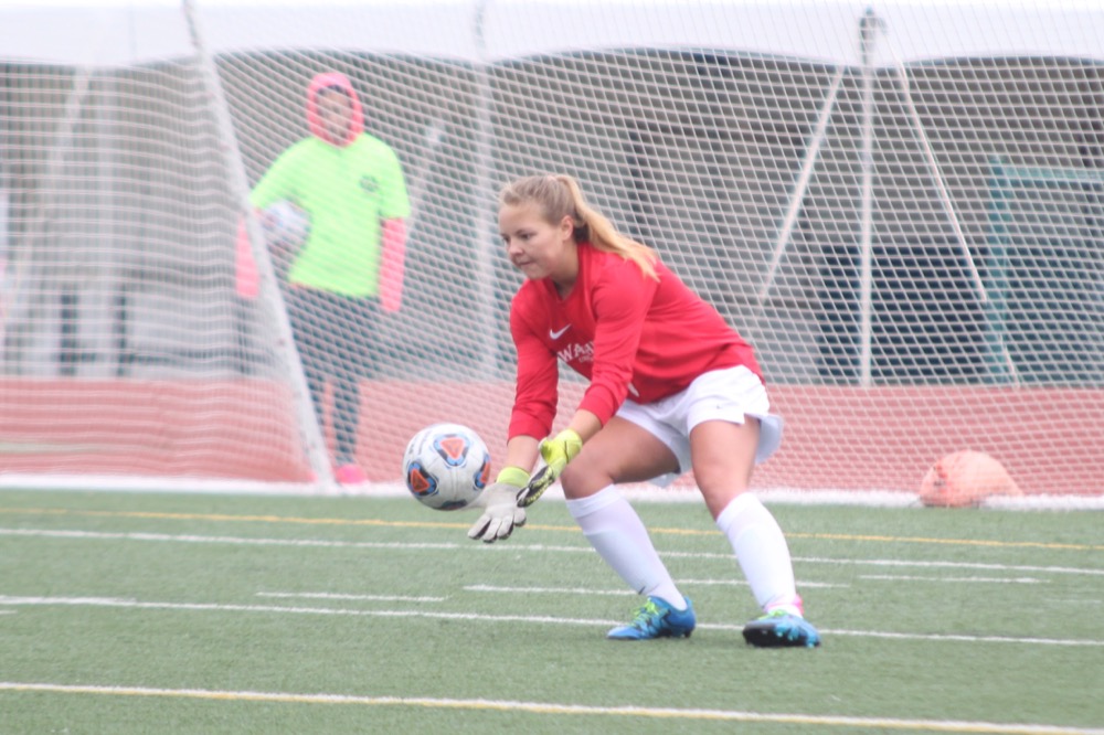 Goalkeeper Lizzy Crist blocks a shot on goal in the Bears’ game against Rochester. The Bears won this game 2-0 as Crist allowed no goals on 4 shots on goal.