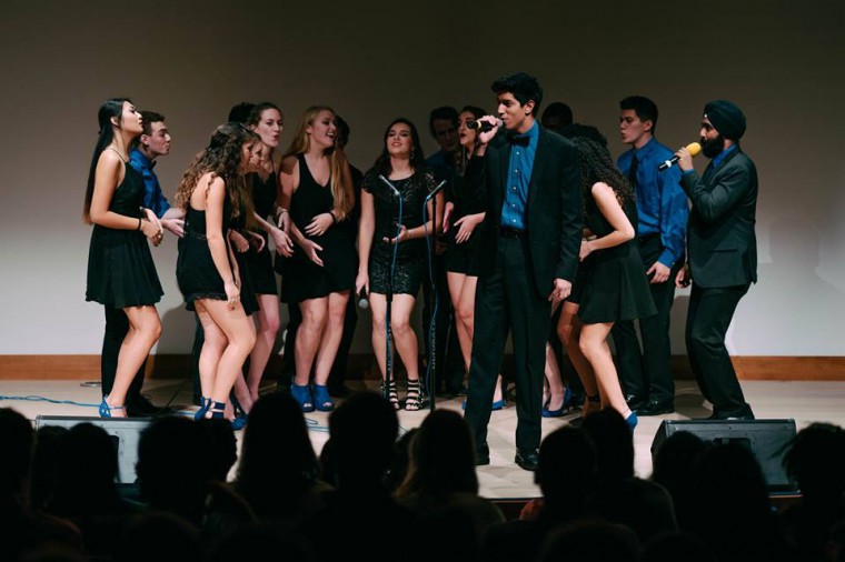 Rohan Khazanchi, a senior member of the Mosaic Whispers, sings a solo during the group’s performance on Friday. The group qualified for the quarterfinal round of the International Championship of Collegiate A Cappella.