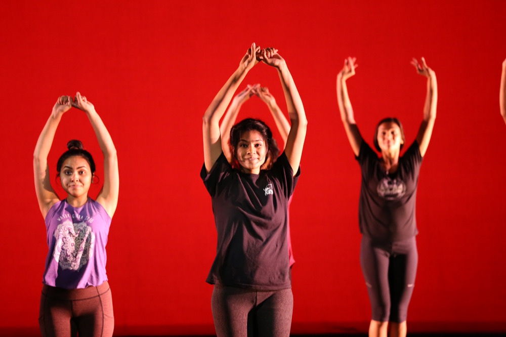 Malvika Ragavendran, center, practices for the Diwali 2016: “Just one of the Bhais” show. The show will run this weekend in Edison Theater with one show Friday and two shows on Saturday.