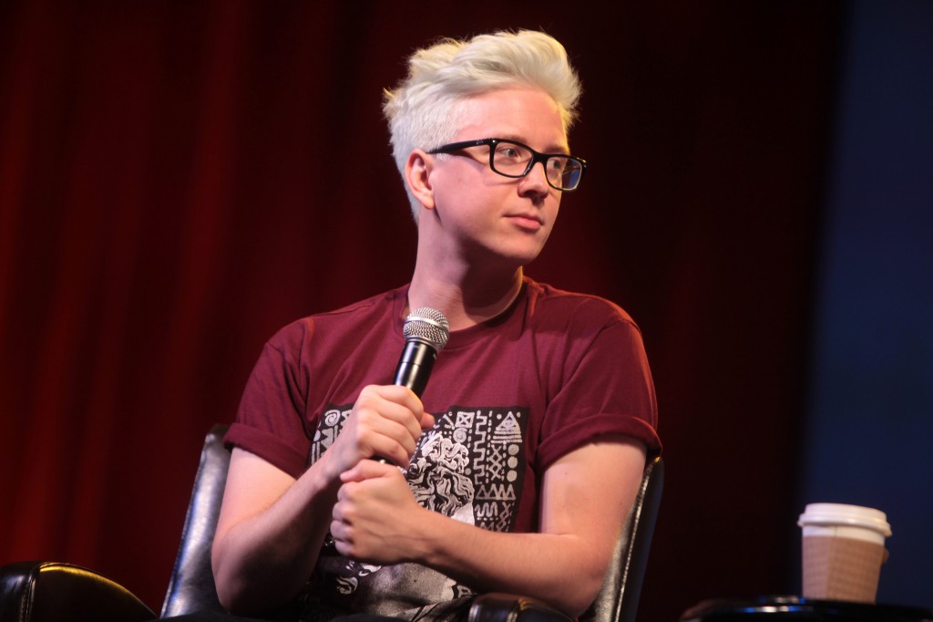 Tyler Oakley speaks onstage at the 2014 VidCon at the Anaheim Convention Center in Anaheim, Calif. Oakley was brought in by Congress of the South 40 for a speech last Wednesday.