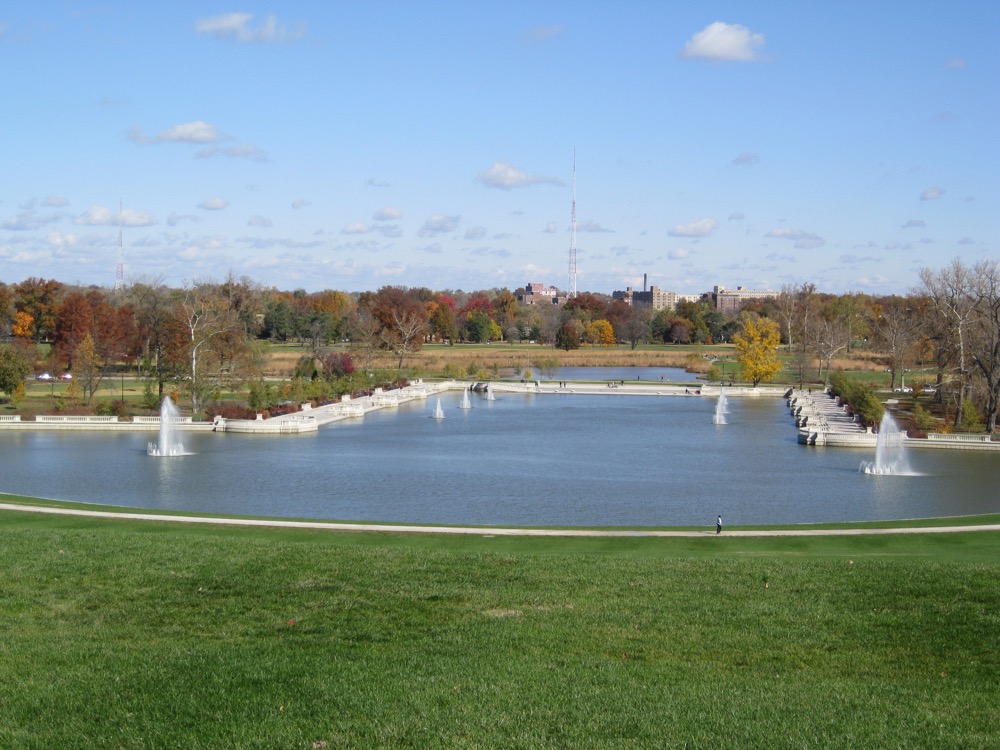 The pond overlooking Forest Park is outside Art Hill. 
