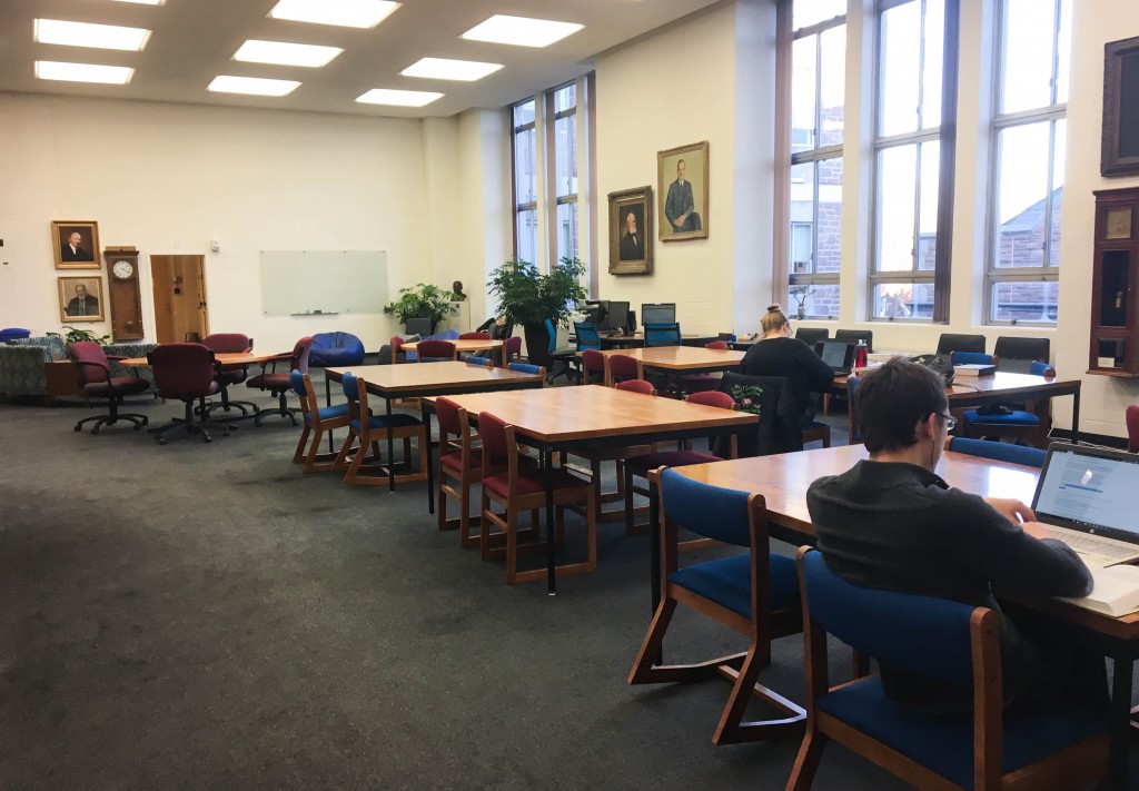 Students study at the Pfeiffer Physics Library, located in Compton Hall. The physics department is working with Cornerstone on PLTL for physics.