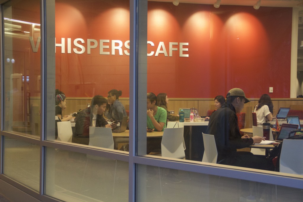 Students study in Olin Library's Whispers Cafe, which offers cold brew coffee and Firepot Nomadic Tea. Whispers Cafe opened last week following an 18-month renovation process.