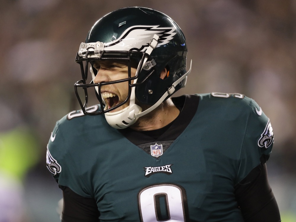 The Eagles’ quarterback Nick Foles celebrates a touchdown pass against the Minnesota Vikings last Sunday. The Eagles will take on the New England Patriots this Sunday, Feb. 4.