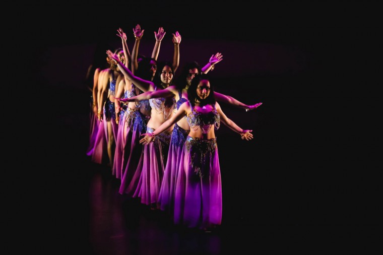 Carnaval dancers participate in the Belly Dance during the 19th annual Carnaval show, “Unidad,” hosted by the Association of Latin American Students in Edison Theatre this weekend.