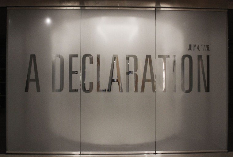 The display in the recently completed Olin Library renovation which will contain an original copy of the Declaration of Independence. The document will be on display starting May 1.