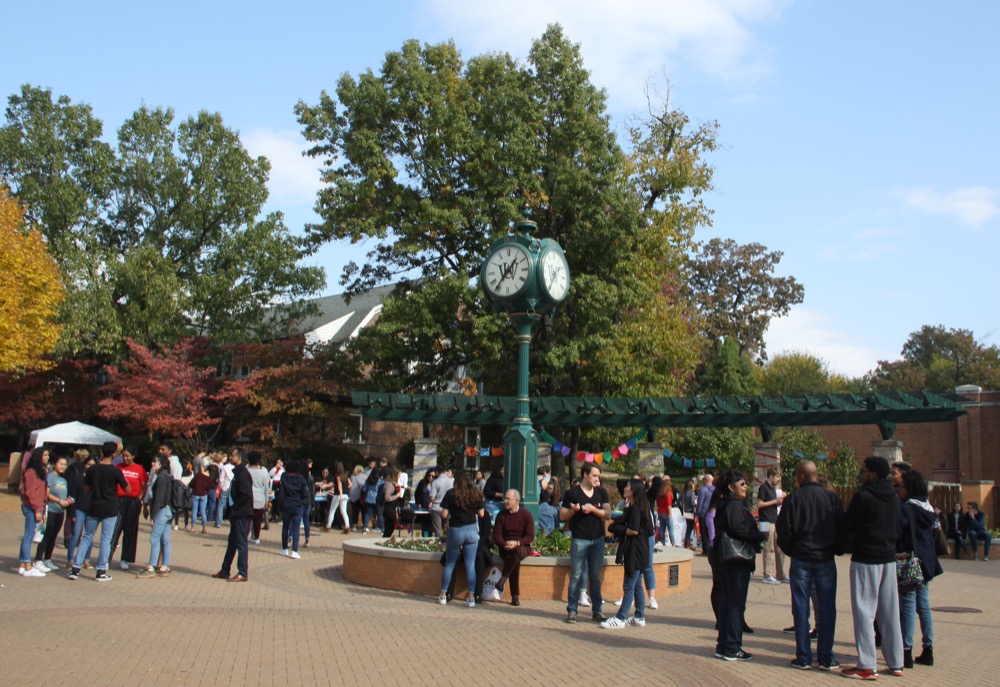 Students and members of the Wash. U. community gather at ALAS’ philanthropy event El Mercado at the South 40 Clocktower Saturday to enjoy the talent show and marketplace.