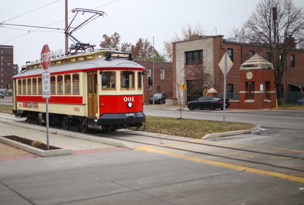 The Delmar Loop Trolley runs along the Delmar/DeBaliviere corridor. After the trolley’s first run was postponed due to snow Thursday, ongoing permitting issues meant that it did not actually run on Delmar Boulevard during its initial trips this weekend.