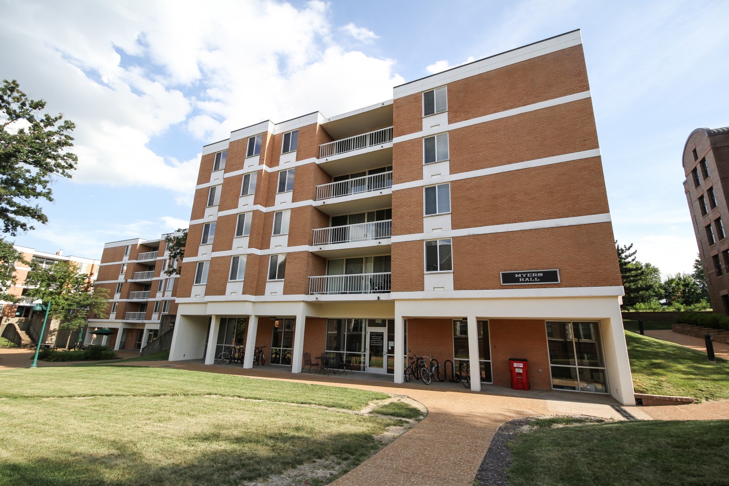 Myers Hall is one of many residence halls on the South 40 with accessibility concerns. The majority of the 15 buildings without accessible entrances on campus are residence halls.