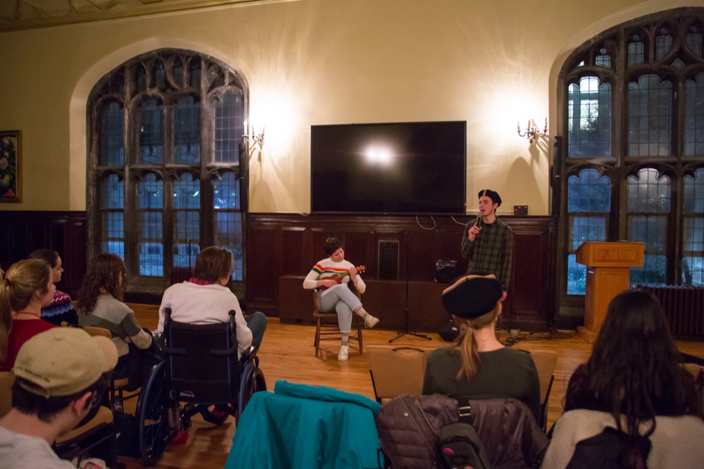 Eric Judson and Hannah Dains perform a duet at All Student Theatre’s annual spring cabaret, “Gayberet 20Bi-teen.” The caberet showcased Wash. U. students and fundraised for AST’s spring show.