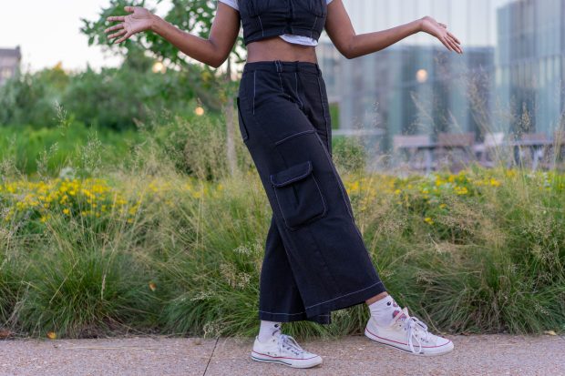 A close up shot of the cargo pants.