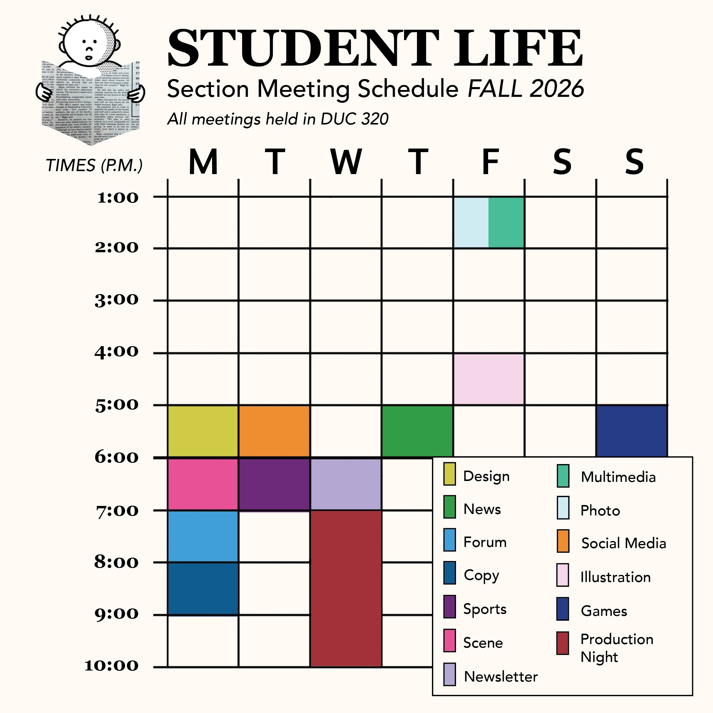 Student Life Schedule Fall 2026